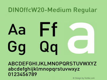 DINOffcW20-Medium Regular Version 7.504 Font Sample