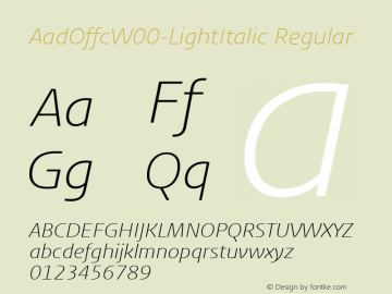 AadOffcW00-LightItalic Regular Version 7.504图片样张