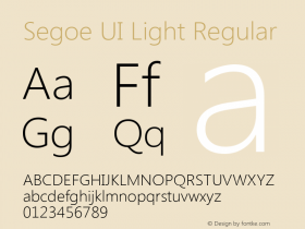 Segoe UI Light Regular Version 5.00 Font Sample