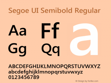 Segoe UI Semibold Regular Version 5.00 Font Sample
