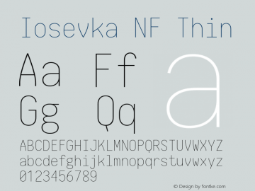Iosevka NF Thin 1.8.4; ttfautohint (v1.5) Font Sample