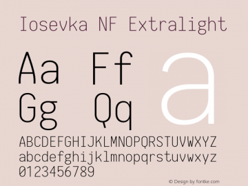 Iosevka NF Extralight 1.8.4; ttfautohint (v1.5) Font Sample