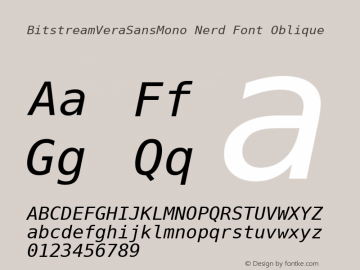 BitstreamVeraSansMono Nerd Font Oblique Release 1.10 Font Sample