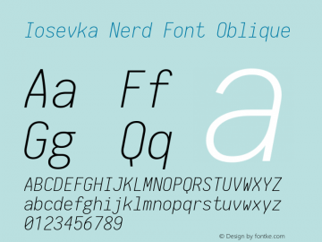 Iosevka Nerd Font Oblique 1.8.4; ttfautohint (v1.5) Font Sample