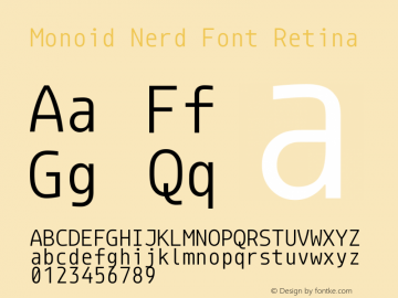 Monoid Nerd Font Retina Version 0.62;Nerd Fonts 0.8. Font Sample