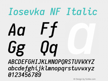 Iosevka NF Italic 1.8.4; ttfautohint (v1.5)图片样张