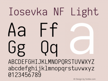 Iosevka NF Light 1.8.4; ttfautohint (v1.5) Font Sample