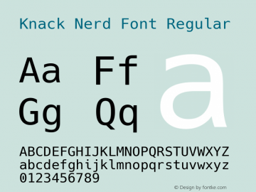 Knack Nerd Font Regular Version 2.020; ttfautohint (v1.5) -l 4 -r 80 -G 350 -x 0 -H 181 -D latn -f latn -m 