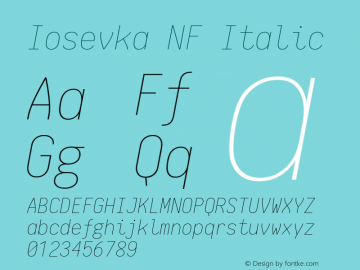 Iosevka NF Italic 1.8.4; ttfautohint (v1.5)图片样张