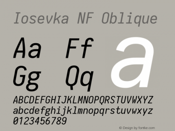 Iosevka NF Oblique 1.8.4; ttfautohint (v1.5) Font Sample