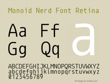 Monoid Nerd Font Retina Version 0.62;Nerd Fonts 0.8. Font Sample