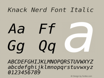 Knack Nerd Font Italic Version 2.020; ttfautohint (v1.5) -l 4 -r 80 -G 350 -x 0 -H 145 -D latn -f latn -m 
