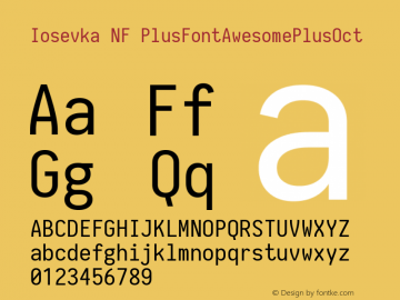 Iosevka NF PlusFontAwesomePlusOct 1.8.4; ttfautohint (v1.5) Font Sample