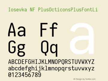 Iosevka NF PlusOcticonsPlusFontLi 1.8.4; ttfautohint (v1.5) Font Sample