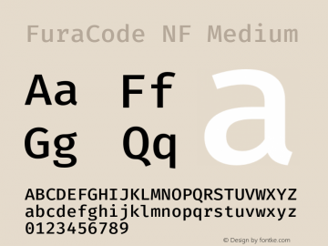 FuraCode NF Medium Version 1.102;PS 001.102;hotconv 1.0.88;makeotf.lib2.5.64775图片样张