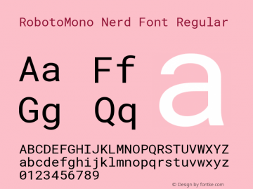 RobotoMono Nerd Font Regular Version 2.000986; 2015; ttfautohint (v1.3)图片样张