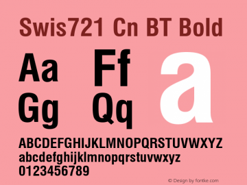 Swis721 Cn BT Bold mfgpctt-v4.4 Dec 23 1998图片样张