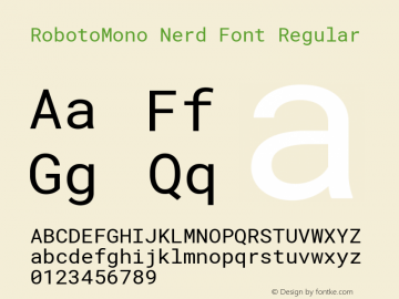 RobotoMono Nerd Font Regular Version 2.000986; 2015; ttfautohint (v1.3) Font Sample