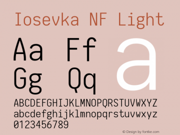 Iosevka NF Light 1.8.4; ttfautohint (v1.5) Font Sample