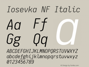 Iosevka NF Italic 1.8.4; ttfautohint (v1.5)图片样张