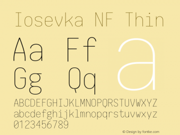 Iosevka NF Thin 1.8.4; ttfautohint (v1.5) Font Sample