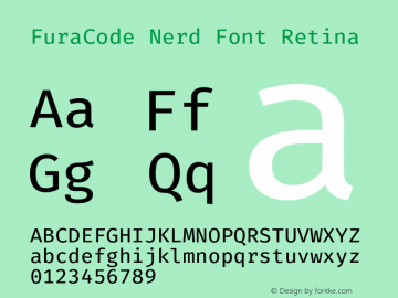 FuraCode Nerd Font Retina Version 1.102;PS 001.102;hotconv 1.0.88;makeotf.lib2.5.64775图片样张