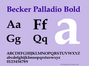 Becker Palladio Bold Version 1.05 Font Sample