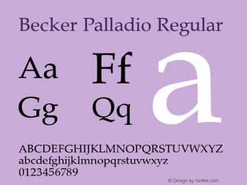 Becker Palladio Regular Version 1.05 Font Sample