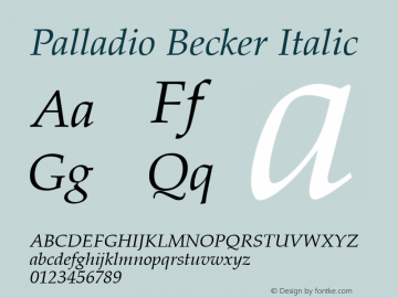Palladio Becker Italic Version 001.005 Font Sample