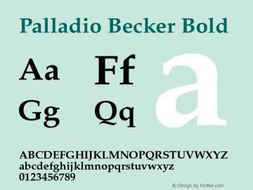 Palladio Becker Bold Version 001.005 Font Sample