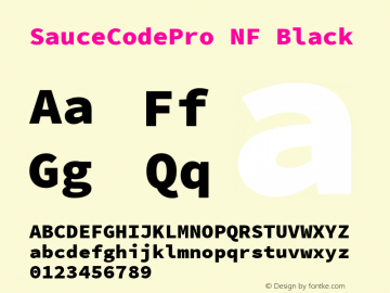 SauceCodePro NF Black Version 2.010;PS 1.000;hotconv 1.0.84;makeotf.lib2.5.63406图片样张