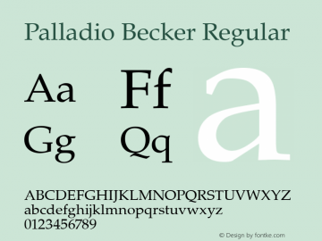 Palladio Becker Regular Version 001.005 Font Sample