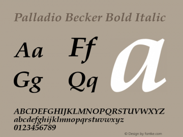 Palladio Becker Bold Italic Version 001.005 Font Sample
