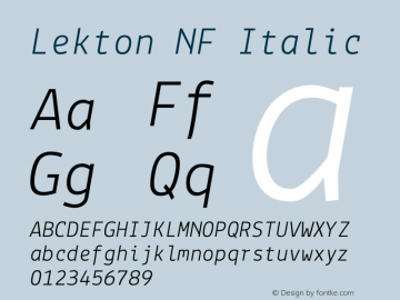 Lekton NF Italic Version 3.000 Font Sample