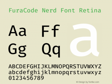 FuraCode Nerd Font Retina Version 1.102;PS 001.102;hotconv 1.0.88;makeotf.lib2.5.64775图片样张