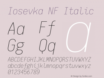 Iosevka NF Italic 1.8.4; ttfautohint (v1.5)图片样张