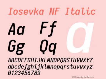 Iosevka NF Italic 1.8.4; ttfautohint (v1.5) Font Sample