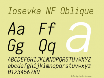 Iosevka NF Oblique 1.8.4; ttfautohint (v1.5) Font Sample