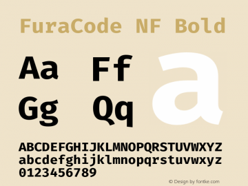 FuraCode NF Bold Version 1.102;PS 001.102;hotconv 1.0.88;makeotf.lib2.5.64775 Font Sample