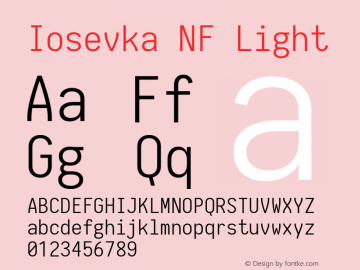 Iosevka NF Light 1.8.4; ttfautohint (v1.5) Font Sample