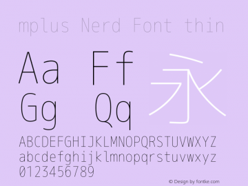 mplus Nerd Font thin Version 1.018;Nerd Fonts 0.8 Font Sample