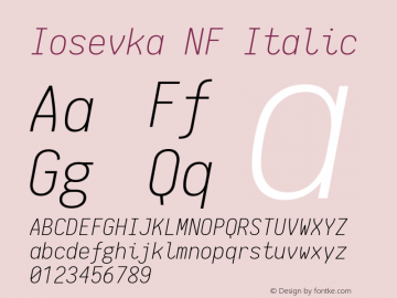 Iosevka NF Italic 1.8.4; ttfautohint (v1.5)图片样张