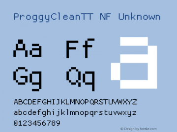 ProggyCleanTT NF Unknown 2004/04/15图片样张