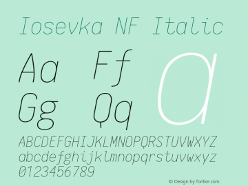 Iosevka NF Italic 1.8.4; ttfautohint (v1.5) Font Sample