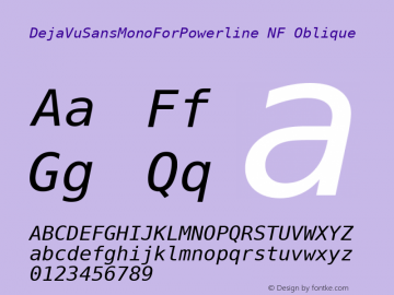 DejaVuSansMonoForPowerline NF Oblique Version 2.33 Font Sample