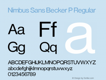 Nimbus Sans Becker P Regular Version 1.05 Font Sample