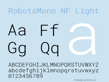 RobotoMono NF Light Version 2.000986; 2015; ttfautohint (v1.3)图片样张