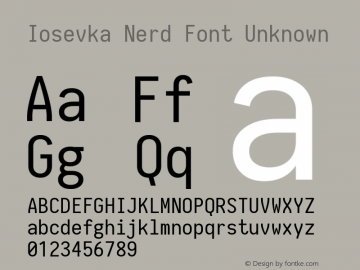 Iosevka Nerd Font Unknown 1.8.4; ttfautohint (v1.5) Font Sample