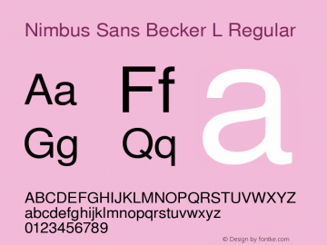 Nimbus Sans Becker L Regular Version 1.05 Font Sample