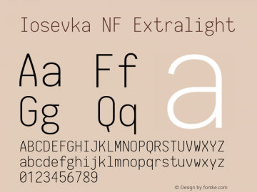 Iosevka NF Extralight 1.8.4; ttfautohint (v1.5) Font Sample